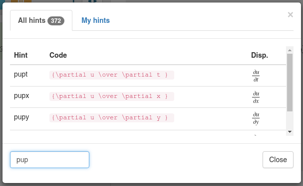 Hints list